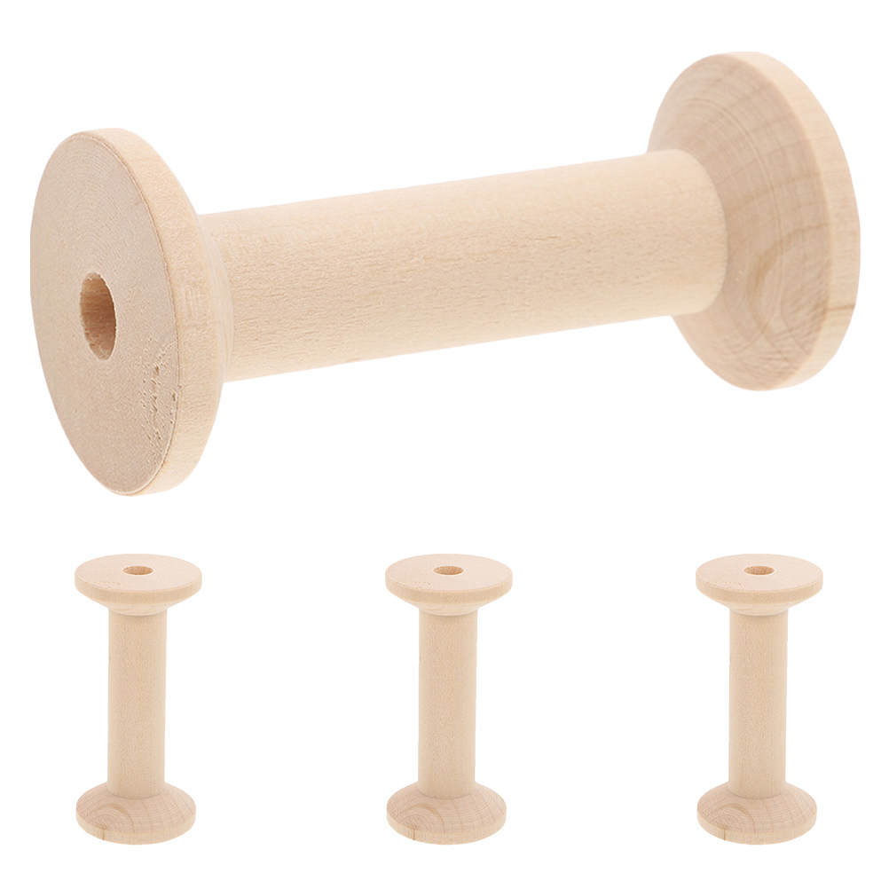 Thread Bobbins Empty - 4Pcs Wooden Bobbin Set Smooth Finish