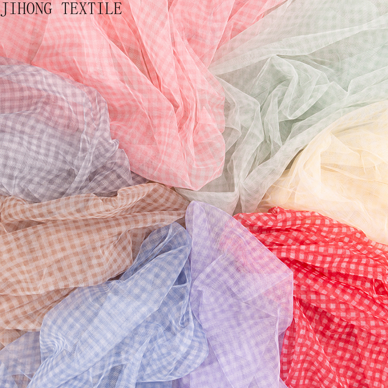Textile And Sewing Materials - 90x150cm Check Tulle Fabric Transparent Mesh