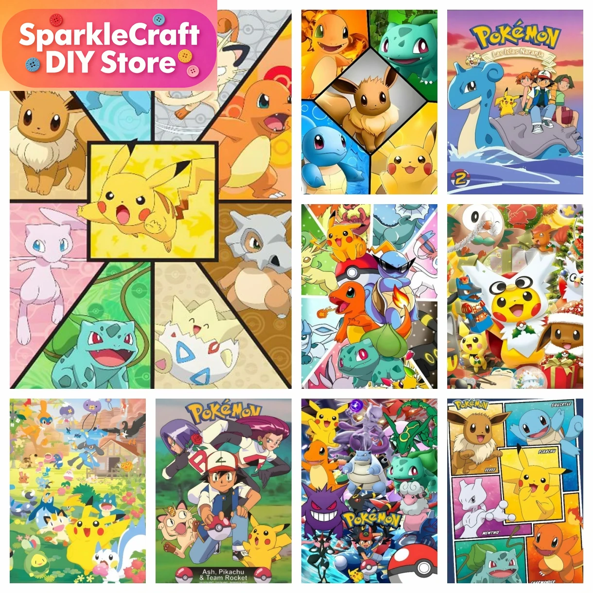 Sewing Art - 1pc frameless Cartoon Pokemon Anime Diamond
