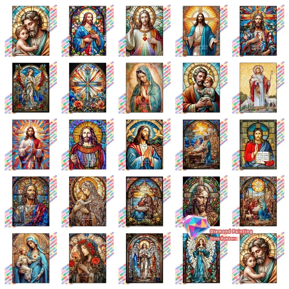 Sewing Art - 1PC frameless Easter Jesus Square Round