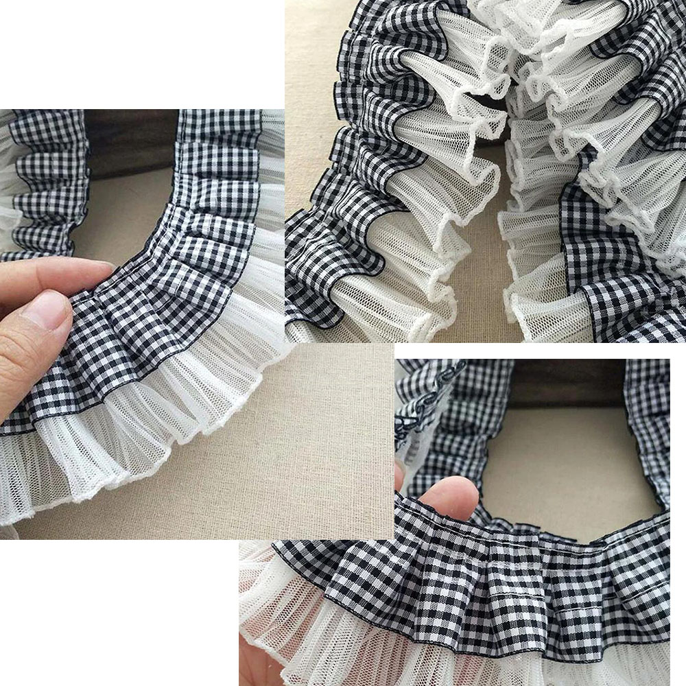 1 Yard 7CM Pleated Plaid Lace  - Textile And Sewing Supply recension och pris