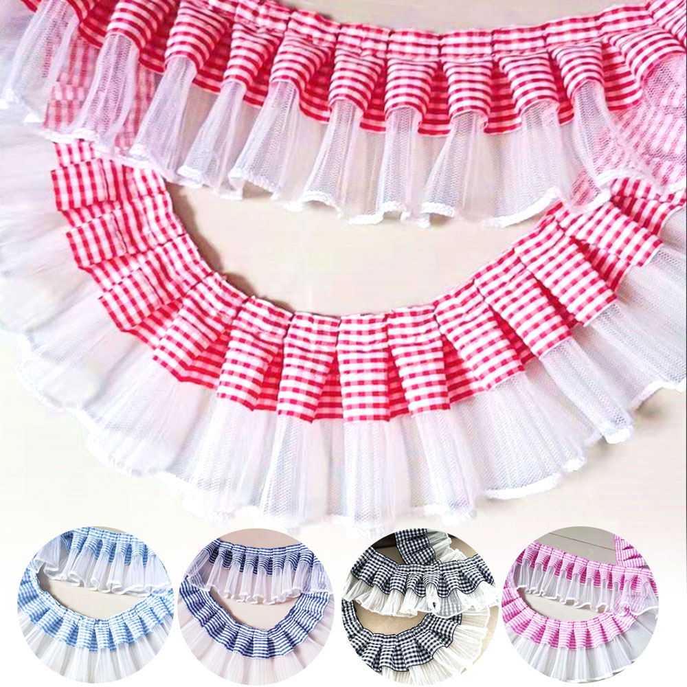 1 Yard 7CM Pleated Plaid Lace  - Textile And Sewing Supply recension och pris