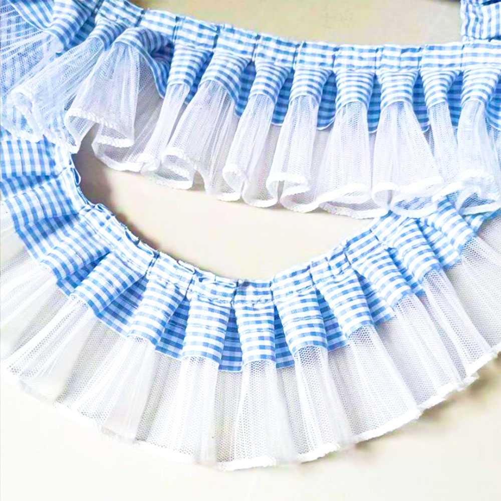 1 Yard 7CM Pleated Plaid Lace  - Textile And Sewing Supply recension och pris