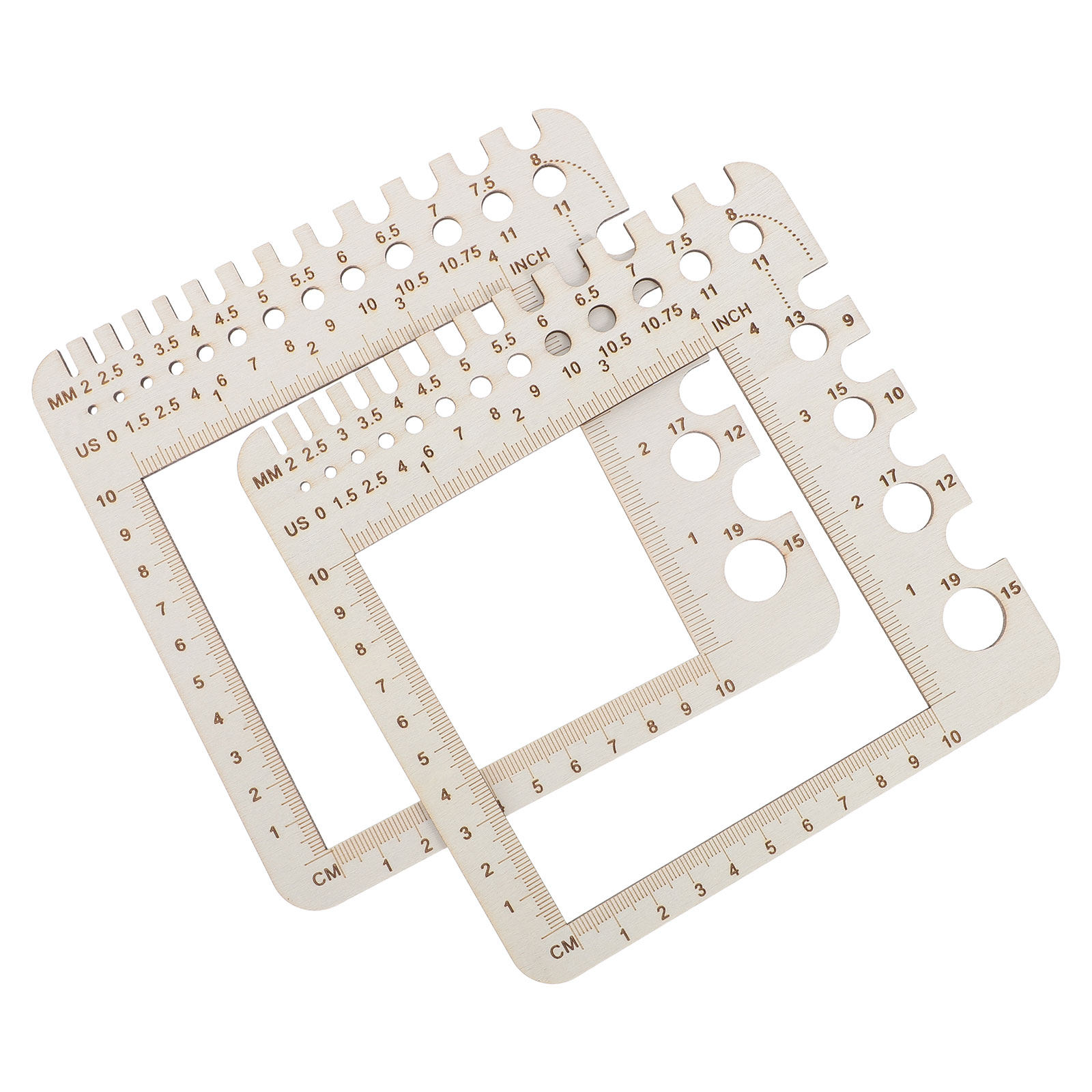 2Pcs Wood Knitting Crochet Gau - Sewing Gauge Ruler recension och pris