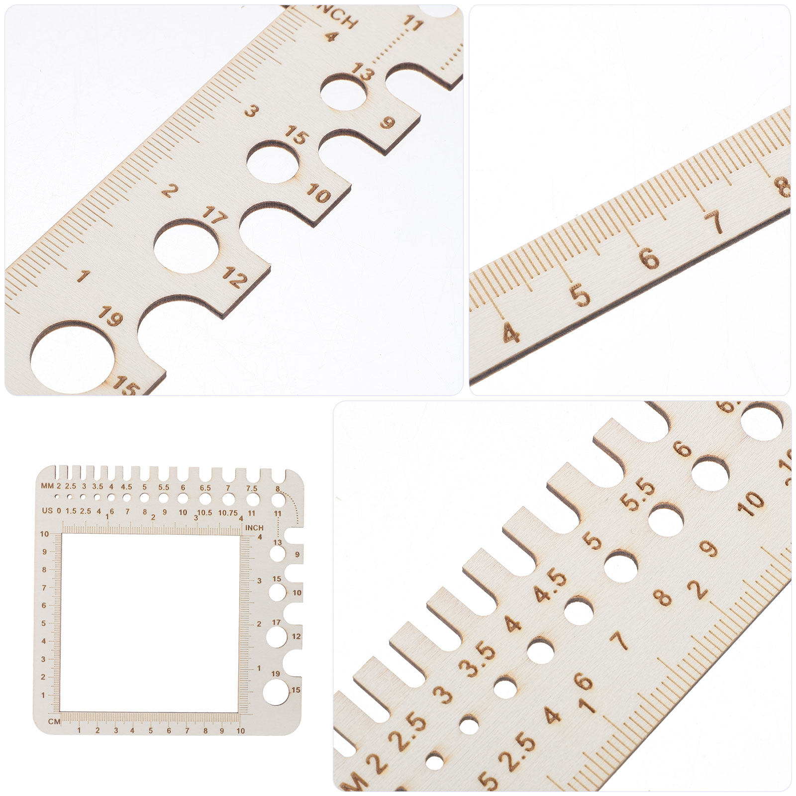 2Pcs Wood Knitting Crochet Gau - Sewing Gauge Ruler recension och pris