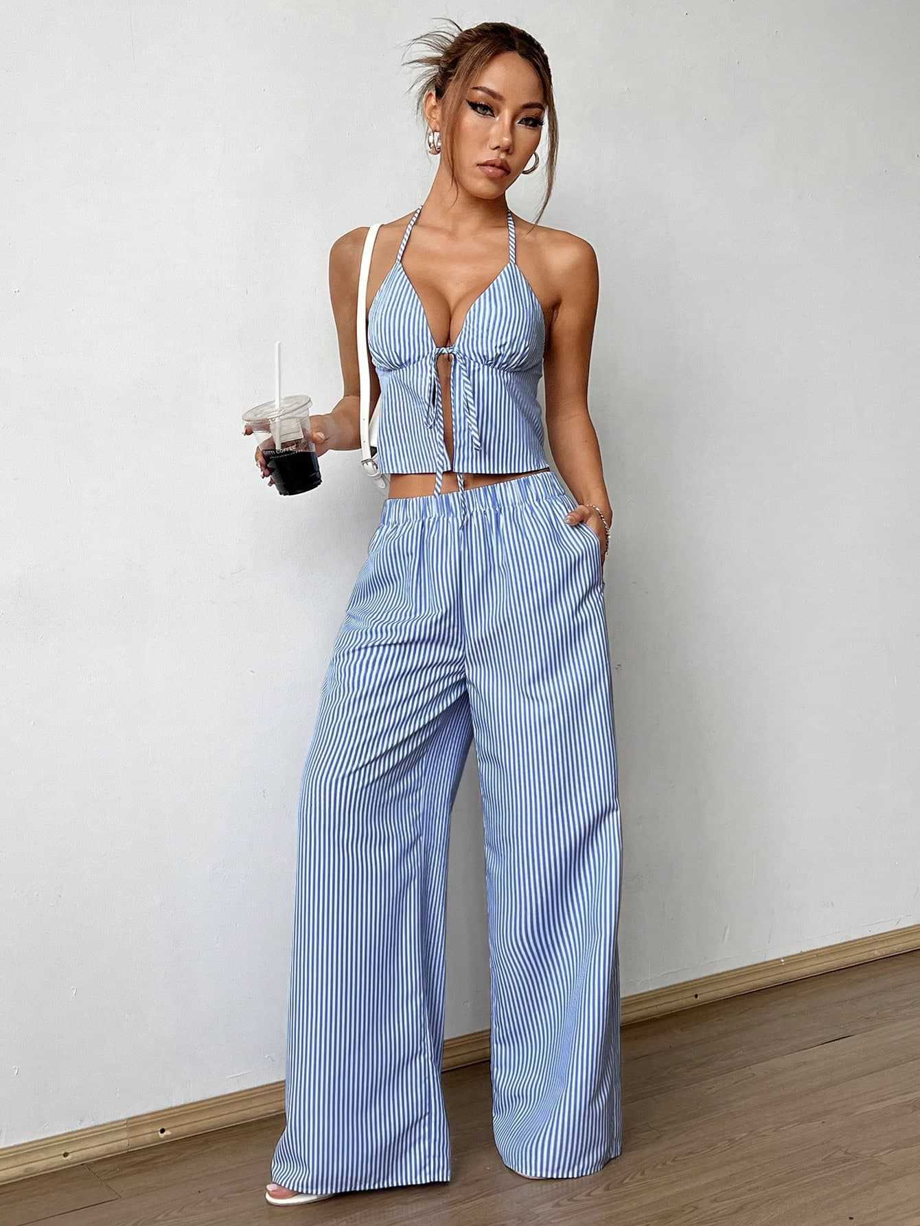 Striped Lace Up Camisole Colla - Sewing Vest recension och pris