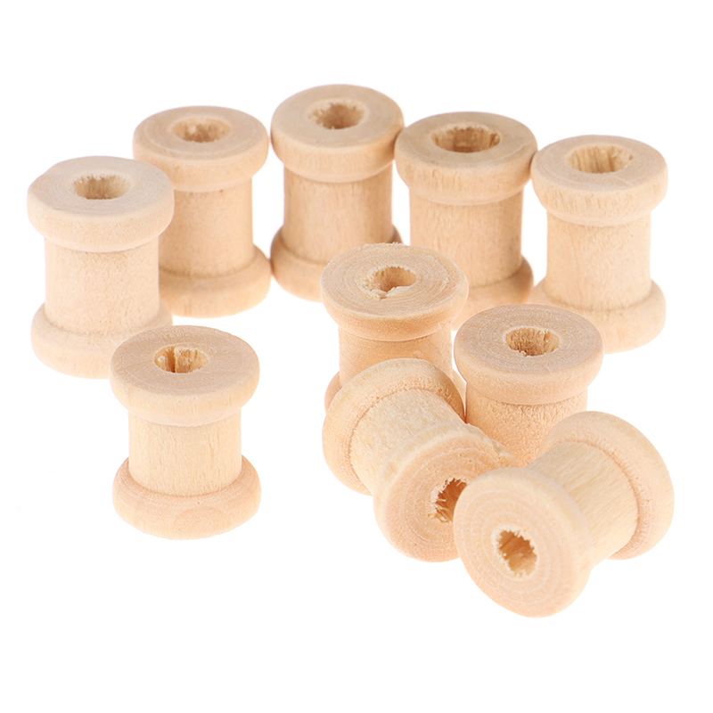 C 100PCS Wooden Empty Thread S - Thread Bobbins Empty recension och pris