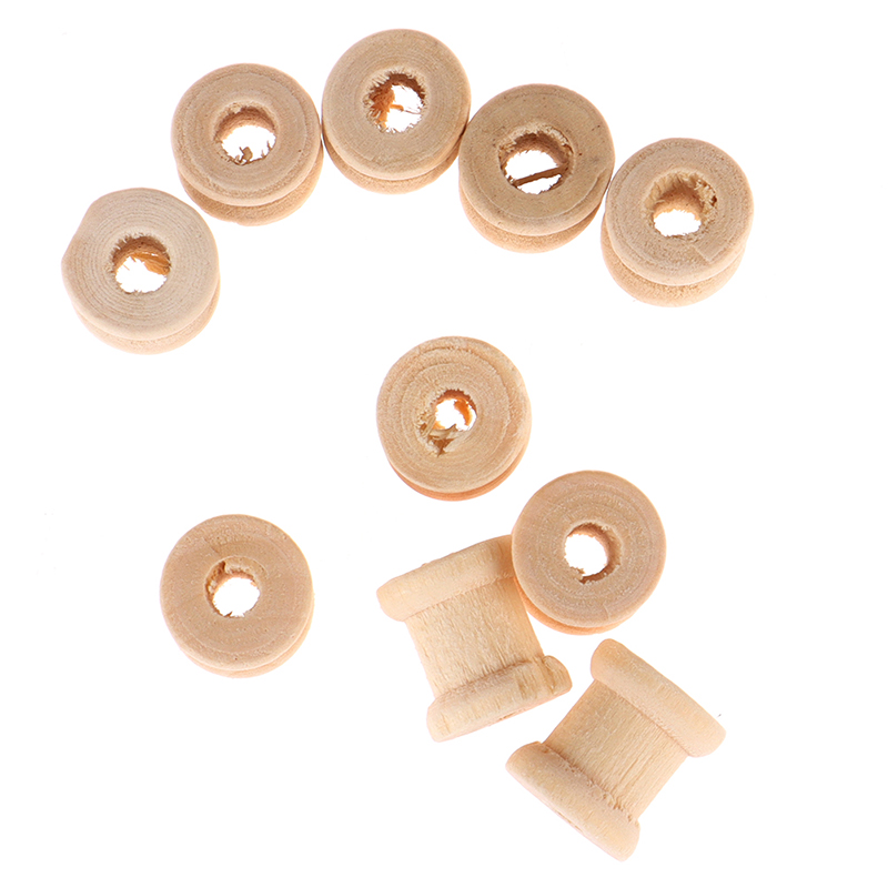 C 100PCS Wooden Empty Thread S - Thread Bobbins Empty recension och pris