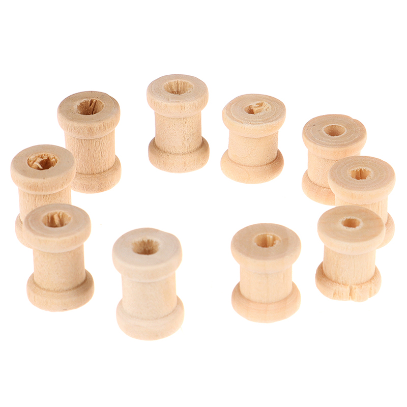 C 100PCS Wooden Empty Thread S - Thread Bobbins Empty recension och pris