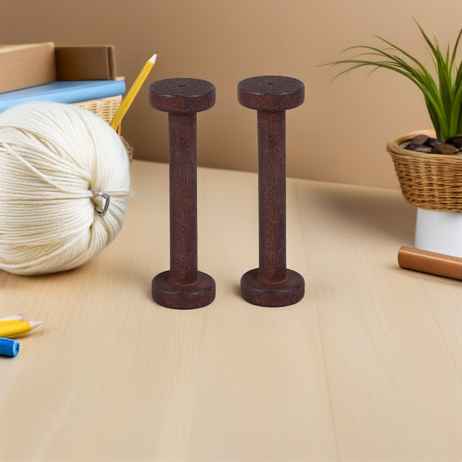 5Pcs Natural Wooden Spools for - Thread Bobbins Empty recension och pris