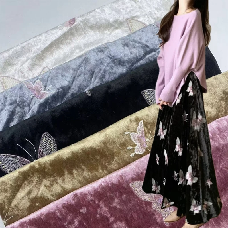 Velvet Colorful Butterfly Embr - Sewing Velvet Fabric recension och pris