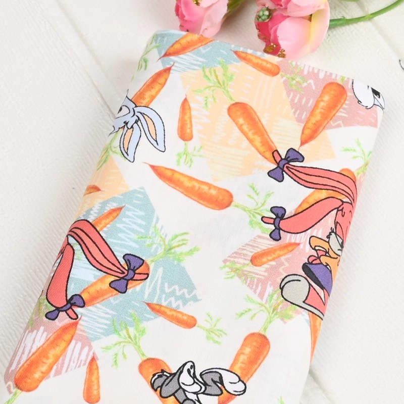 Cartoon Rabbit Carrots Birds,  - Textile And Sewing Materials recension och pris